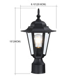 1-Light Textured Black Outdoor Post Lantern -2 Pack