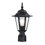 1-Light Textured Black Outdoor Post Lantern -2 Pack