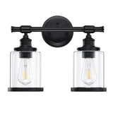 2-Light Modern Bathroom Vanity Light, Matte Black