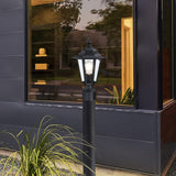 1-Light Textured Black Outdoor Post Lantern -2 Pack