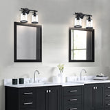 2-Light Modern Bathroom Vanity Light, Matte Black
