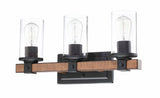 Revtronic 3-Light Dimmable Matte Black/Brown Vanity Light