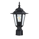 1-Light Textured Black Outdoor Post Lantern -2 Pack