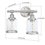 2-Light Bathroom Vanity Light, Brushed Nickel