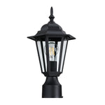 1-Light Textured Black Outdoor Post Lantern -2 Pack