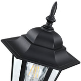 1-Light Textured Black Outdoor Post Lantern -2 Pack