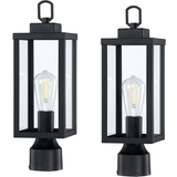 16.5 in. Matte Black 1-Light Exterior Lamp Post Lantern - 2 Pack