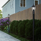 1-Light Textured Black Outdoor Post Lantern -2 Pack
