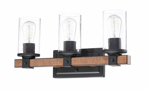 Revtronic 3-Light Dimmable Matte Black/Brown Vanity Light