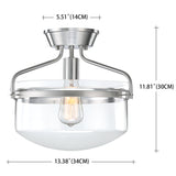 Revtronic 71611BN 1-Light Ceiling Light with Clear Glass Shade
